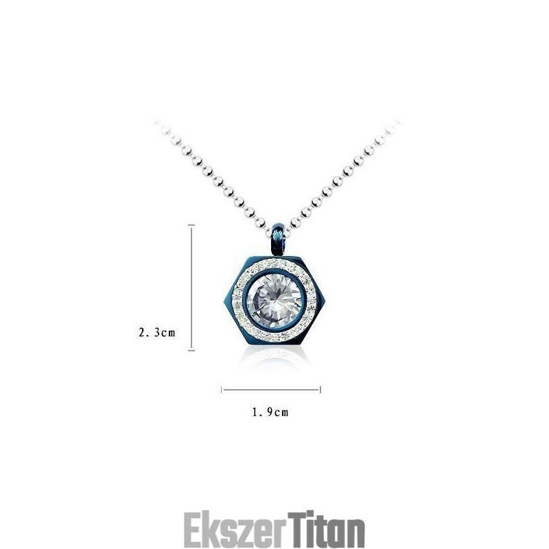Hexagram Kék Tiszta Titán És Gyémánt Medál Nyaklánc