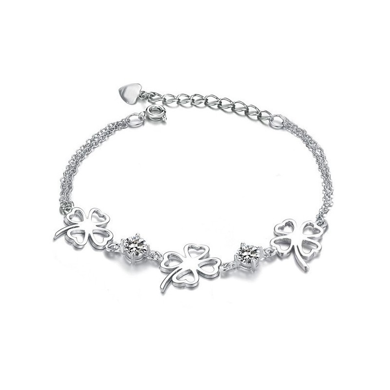 A Minőség Királynője Női Lóhere Alakú  Bevonatú Titán Karkötő Gyémánttal