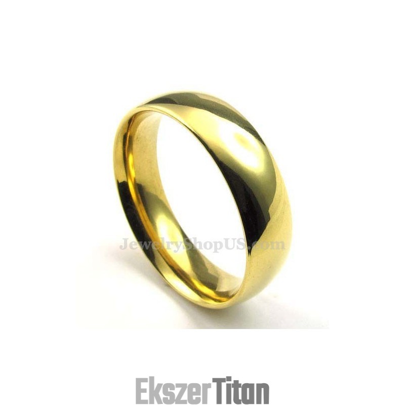 6 Mm-Es Arany Titán Kerek Gyűrű