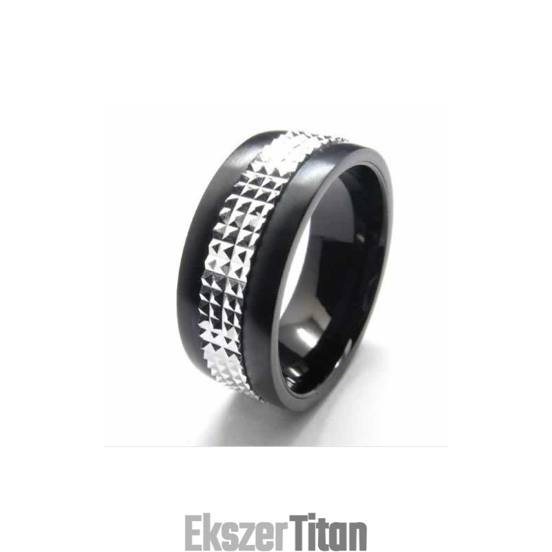 9 Mm-Es Titán És Ezüst Berakásos Udvari Gyűrű