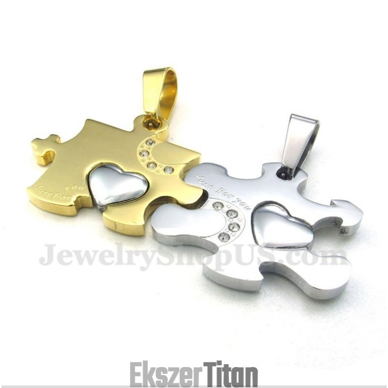 Titán Arany Puzzle Páros Medál Ingyenes Lánccal (Egy Pár)