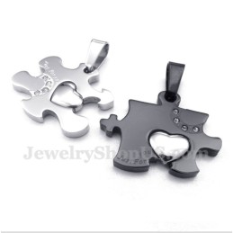 Titán Fekete Puzzle Páros Medál Szabad Lánccal (Egy Pár)