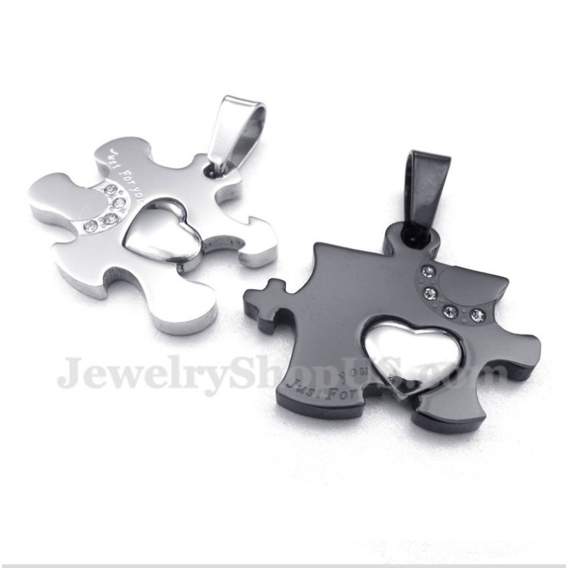 Titán Fekete Puzzle Páros Medál Szabad Lánccal (Egy Pár)
