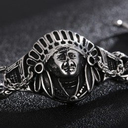 Új Casting Jewelry Retro Cool Chief Pattern Titán Férfi Karkötő