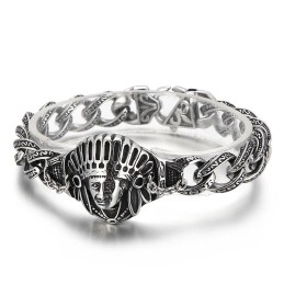 Új Casting Jewelry Retro Cool Chief Pattern Titán Férfi Karkötő