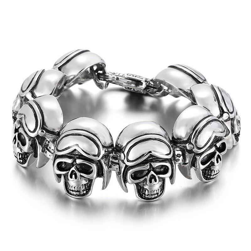 Vintage Cool Rock Skull Titán Karkötő Férfiaknak