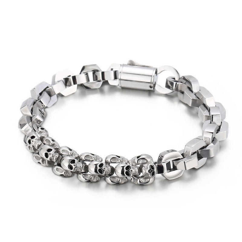 Összeillesztett Koponya Sokszögű Titán Karkötő Férfiaknak