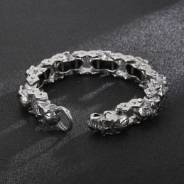 Divatos, Elegáns Virágmintás Koponyás Férfi Titán Karkötő