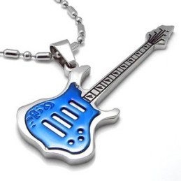 Férfi Kiváló Minőségű Kék Gitár Tiszta Titán Nyaklánc Medál