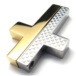 Férfi Kétrészes Kereszt Titán Acél Medál (Ingyenes Lánc)