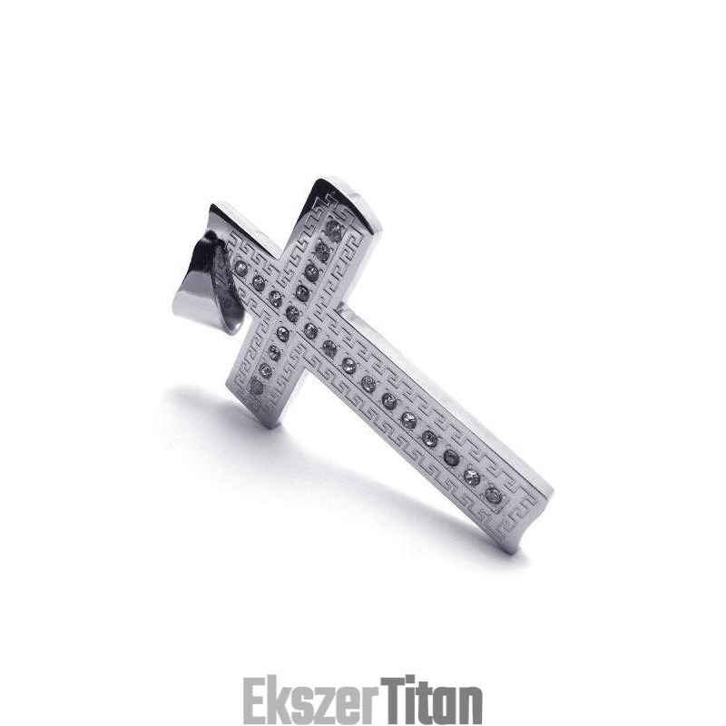 Férfi Ezüst Tiszta Titán Kereszt Medál Nyaklánc (Új)