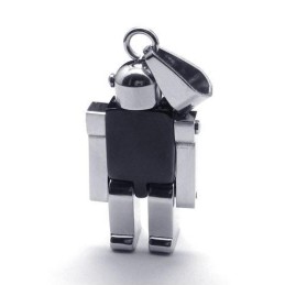 Férfi Fekete Ezüst Robot Tiszta Titán Medál Nyaklánc